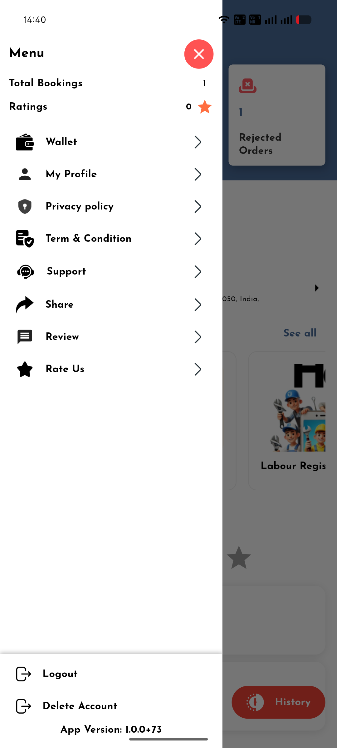 Labour App Screen 1