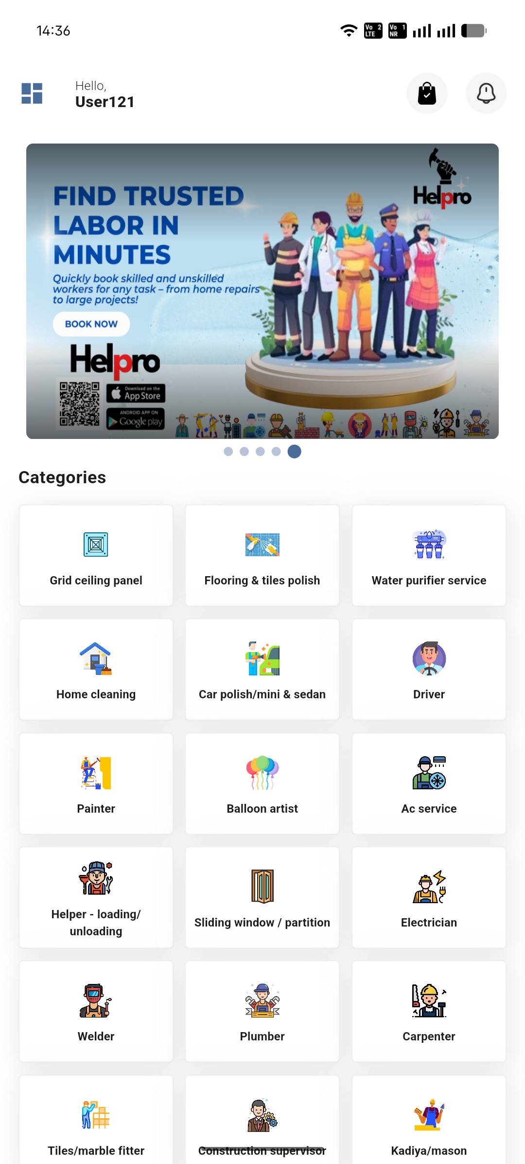 Helpro User App Screenshot